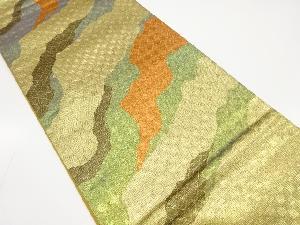 霞取りに市松模様織出し袋帯